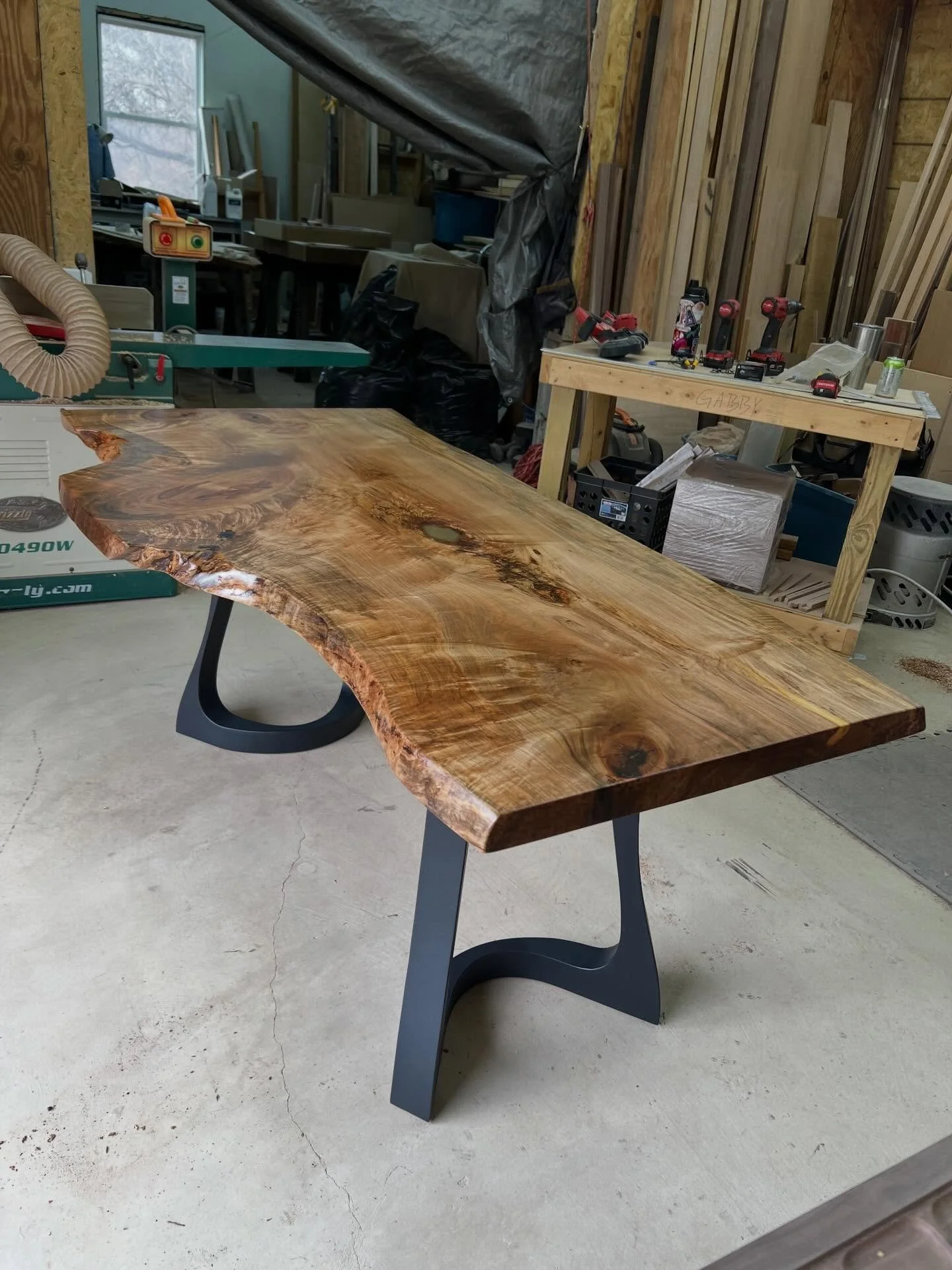 Brand new, just completed, slab table for sale! Ready for delivery this week! I found a beautiful base for it that brings out its curves 🤌 DM me to buy it today!

Details: Cherry wood, durable satin finish, metal base, 72&rdquo; long x ~28&rdquo; wi