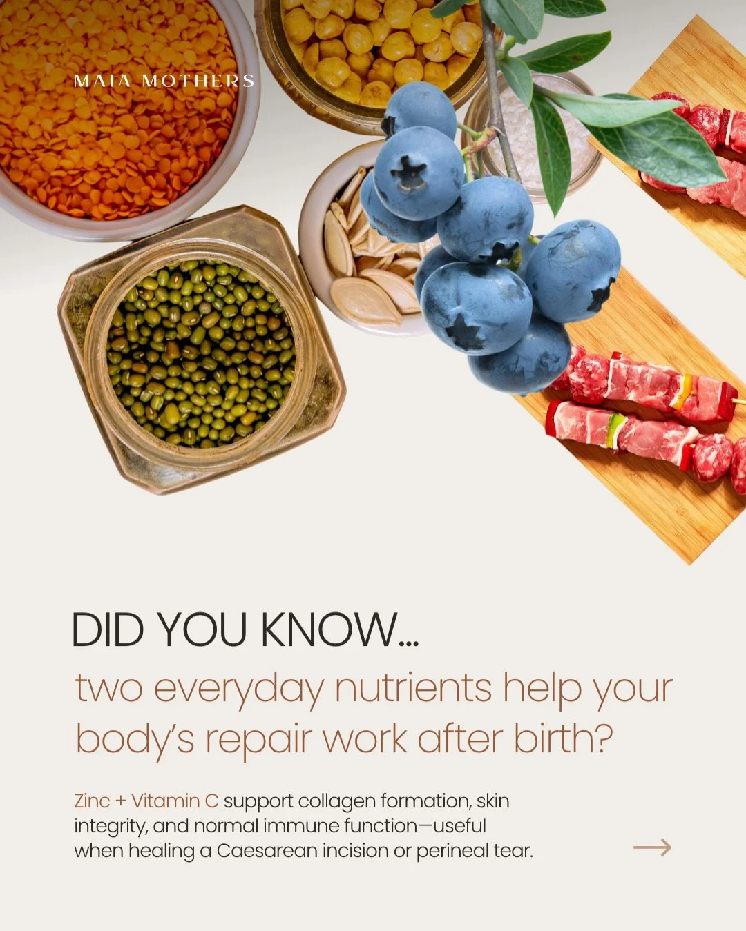 Healing after birth is real work. Zinc and Vitamin C don&rsquo;t replace medical care, but they may support your body&rsquo;s natural repair processes. 🫶🏼

Zinc: involved in cell growth and tissue repair; supports skin integrity. Vitamin C: a co-fa