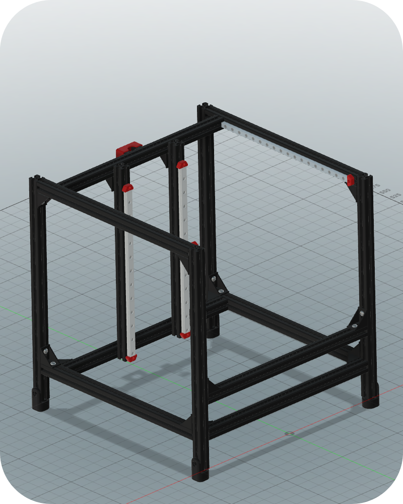 I utilized larger, stronger aluminum extrusion profiles and larger linear rails while staying with the overall outline of the V0 frame.
