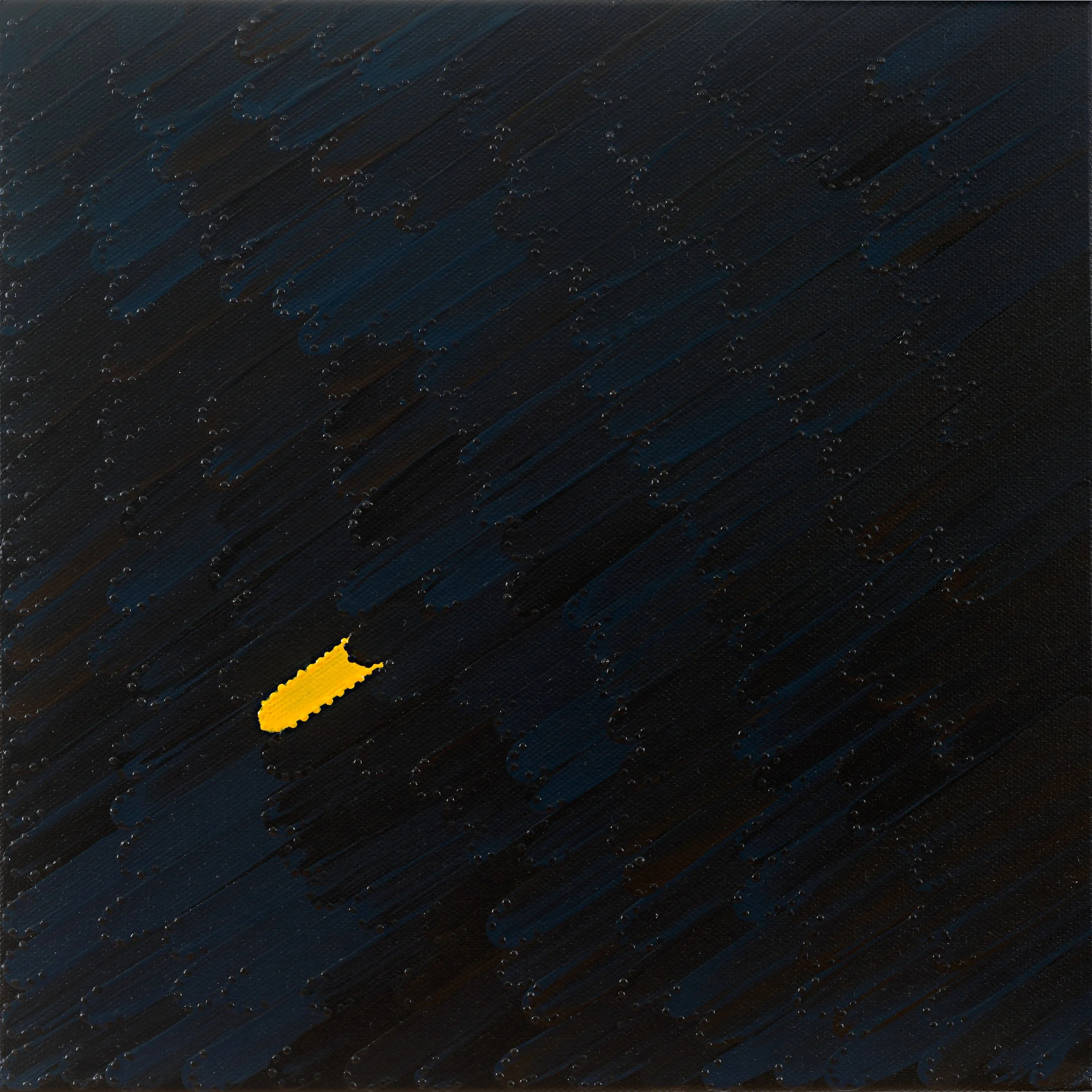 Beyond the Dark There Is Light Part 3 original artwork by Lizzy Stageman, featuring deep blue-black tones with a small yellow mark of light.
