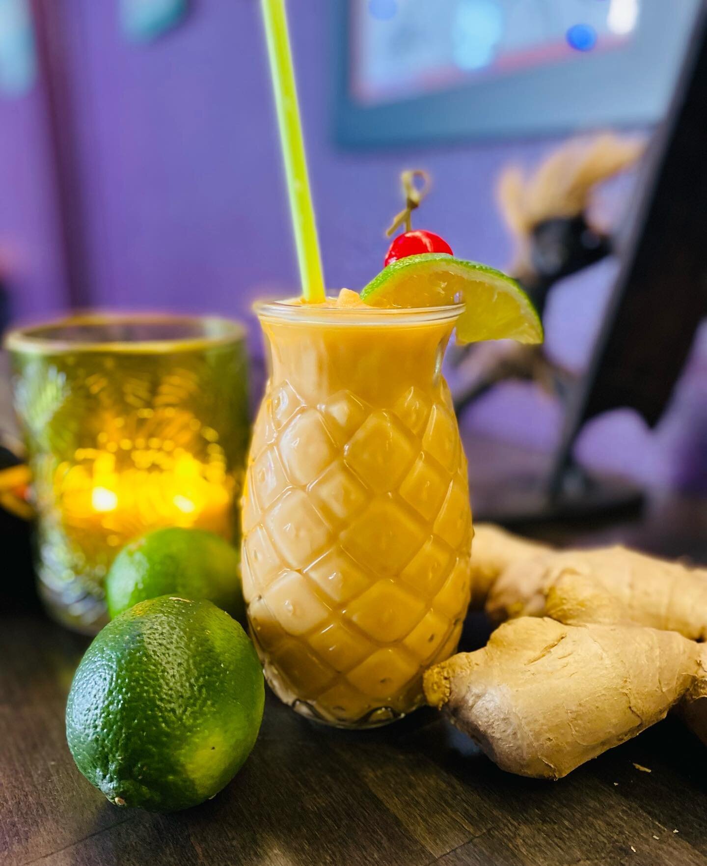 Island Vision Slushee! Coconut infused rums, fresh ginger shrub, fresh lime, carrot &amp; Thai coconut 🥥 🥕🫚 👀 
.
.
Available Tonight 🦉
.
.
737 Main St. Unit F. (8th &amp; Main) 
Open Tue-Sat 5pm to LastCall &amp; (Closed Sunday &amp; Monday)
.
.