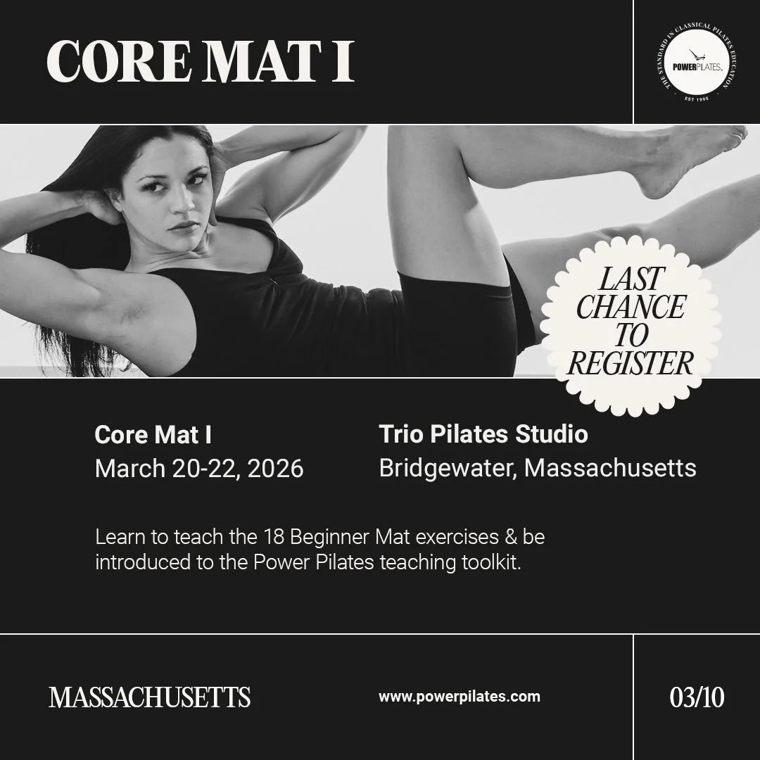 Core Mat I is coming to Trio + this is where it all begins 🧡

March 20&ndash;22 we&rsquo;re hosting Power Pilates Core Mat I, the foundation of the Classical Pilates Method. Core Mat I establishes the groundwork for clear progression, confident move