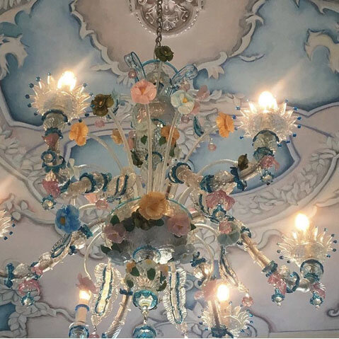 Hand painting and glaze with chandelier in Miami.