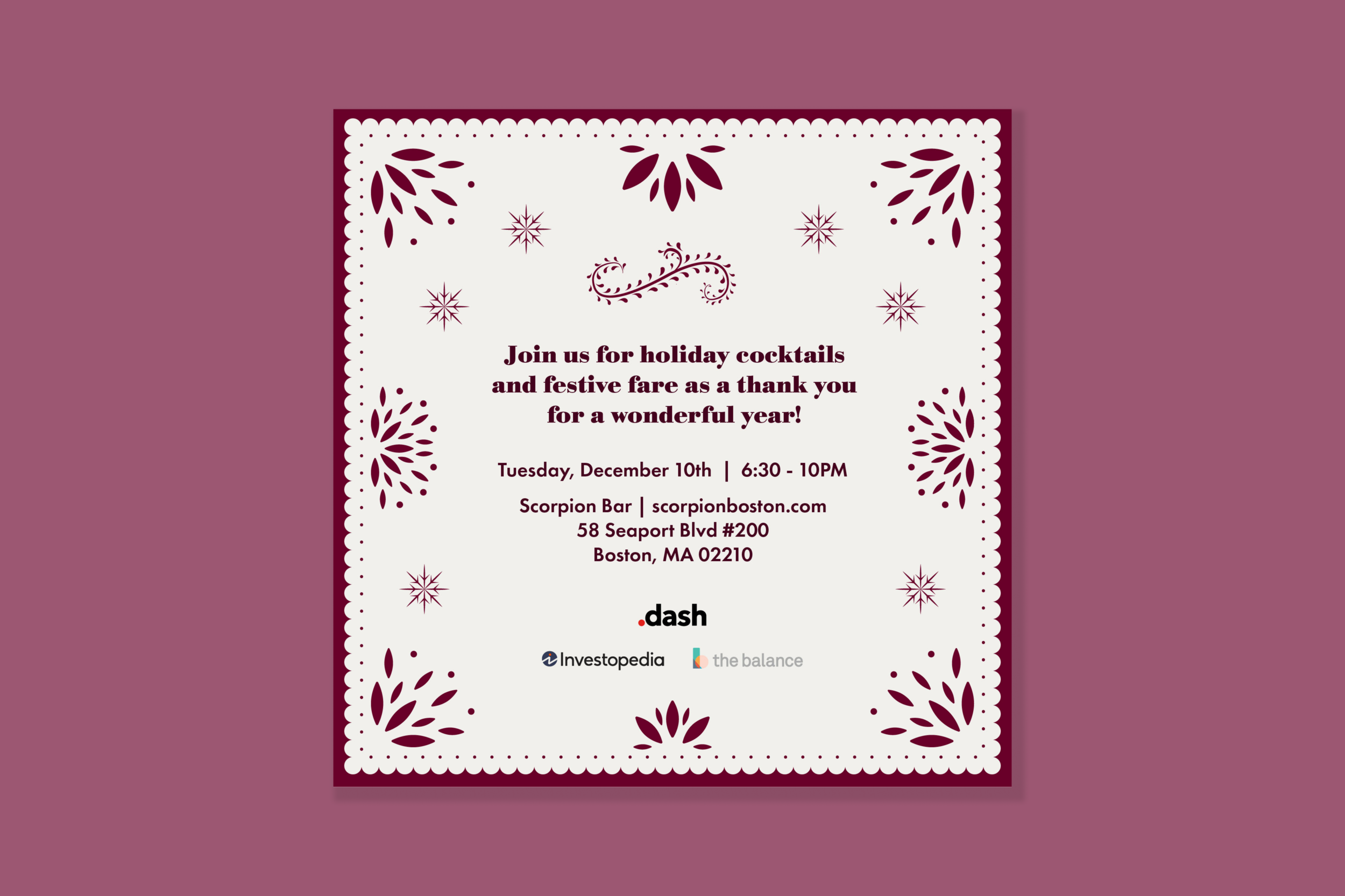 Client Holiday Dinner Invitation