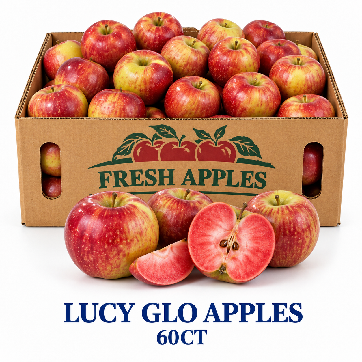 (waxed) Lucy Glo Apples 60ct (red inside)