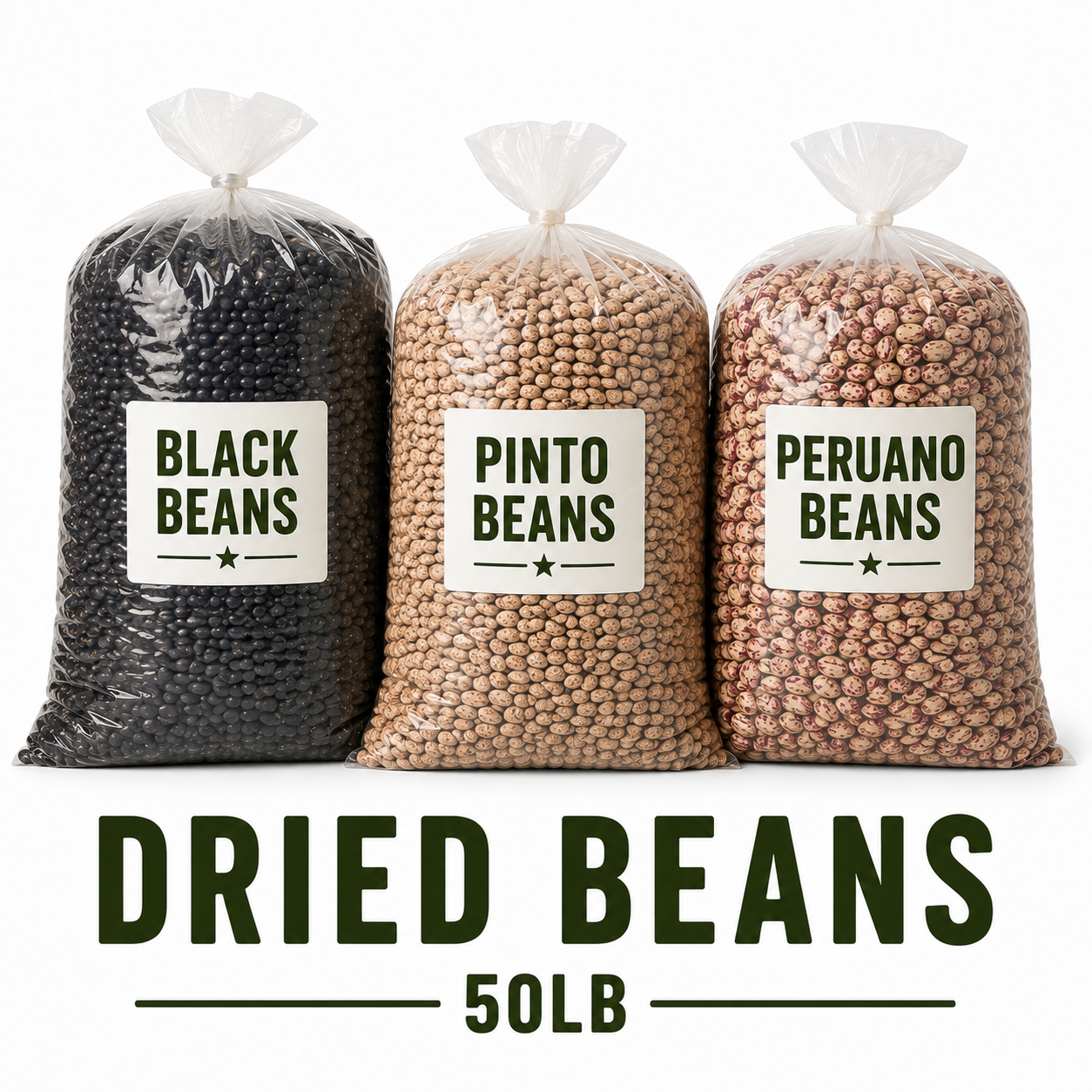 50lb Beans (Black-Pinto-Peruano)