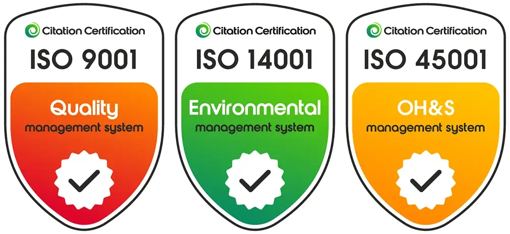 iso 9001, iso 14001, iso 45001 badges