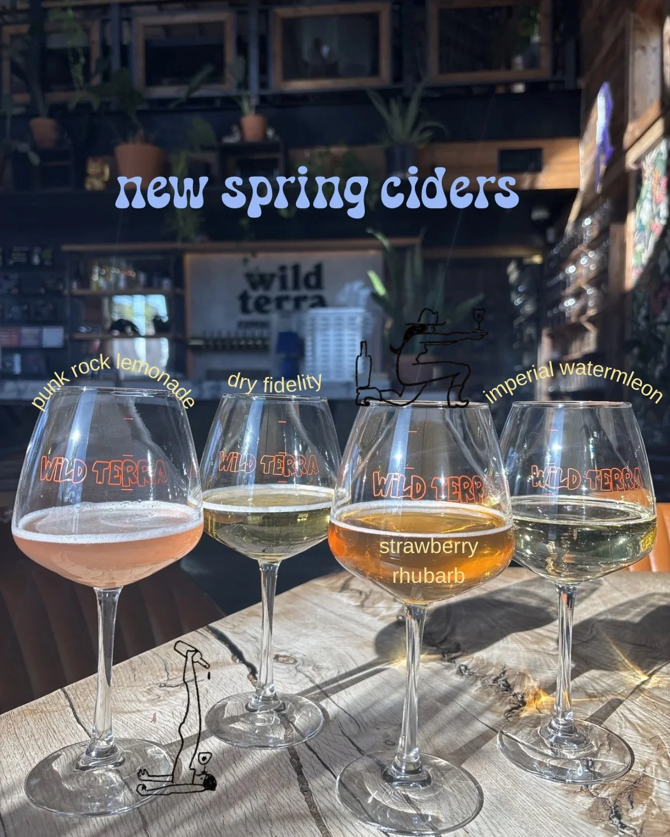 Lets just say its spring okay🌸

Punk Rock Lemonade⚡️
Sweet tart like, lemon and raspberry 🍋

Dry Fidelity 😛
Unfiltered, rustic and hazy
Uncomplicated just like us

Strawberry Rhubarb🍓🍓
*local cider*
Subtle &amp; just enough rhubarb with fresh st