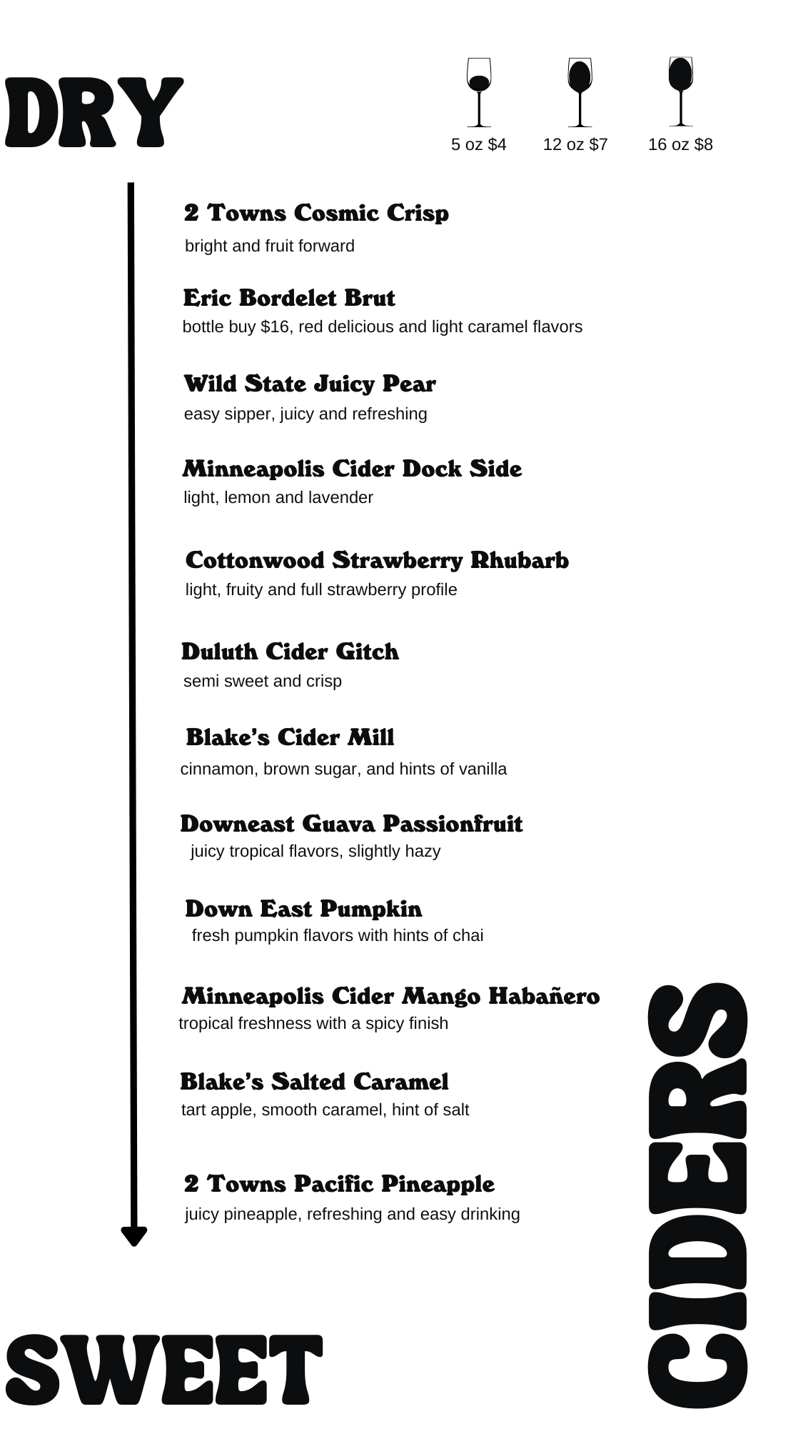 Cider and Wine Menu — wild terra