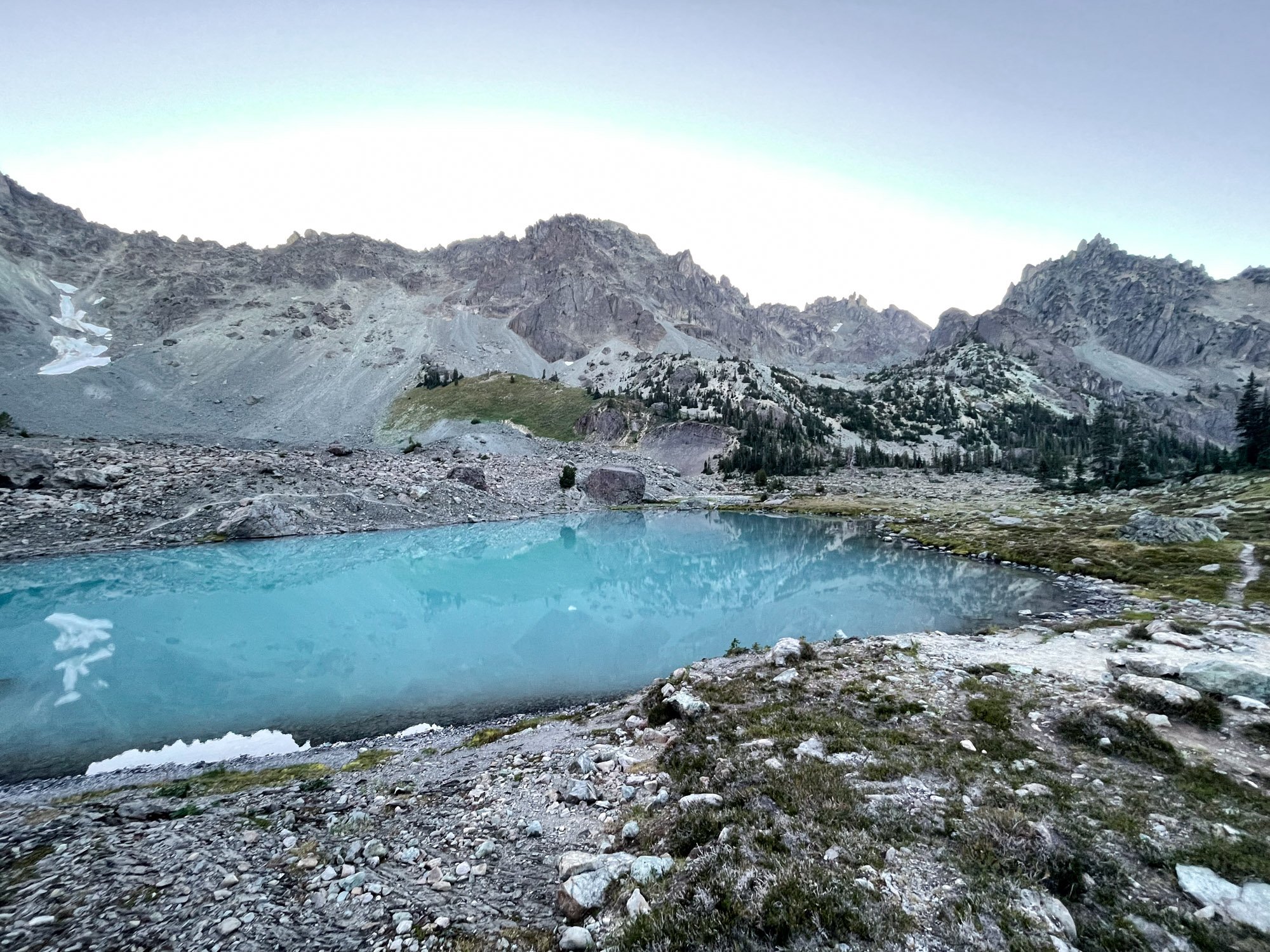 evening in the upper basin, camping on rocks