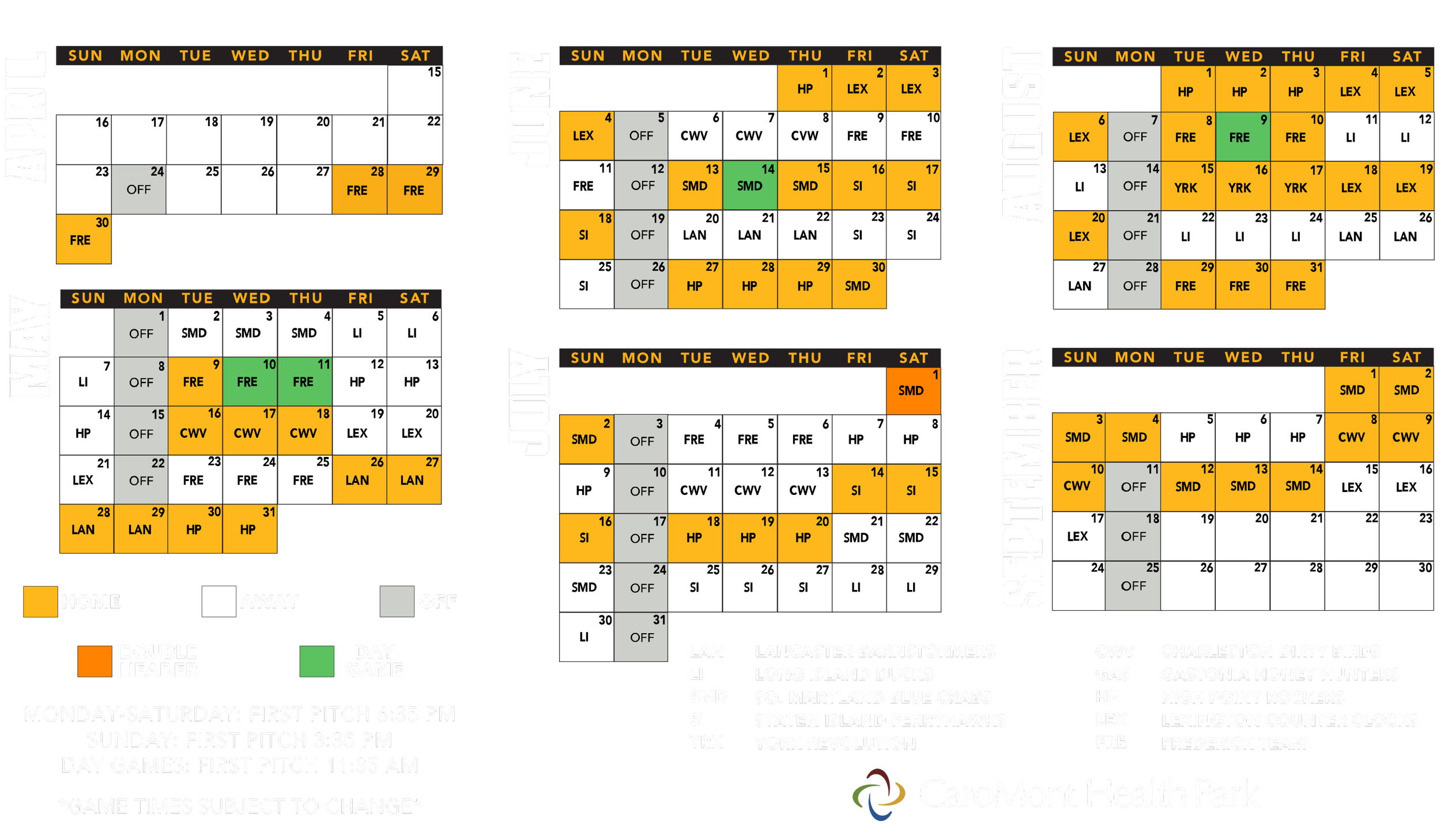 2023 Schedule — Gastonia Honey Hunters