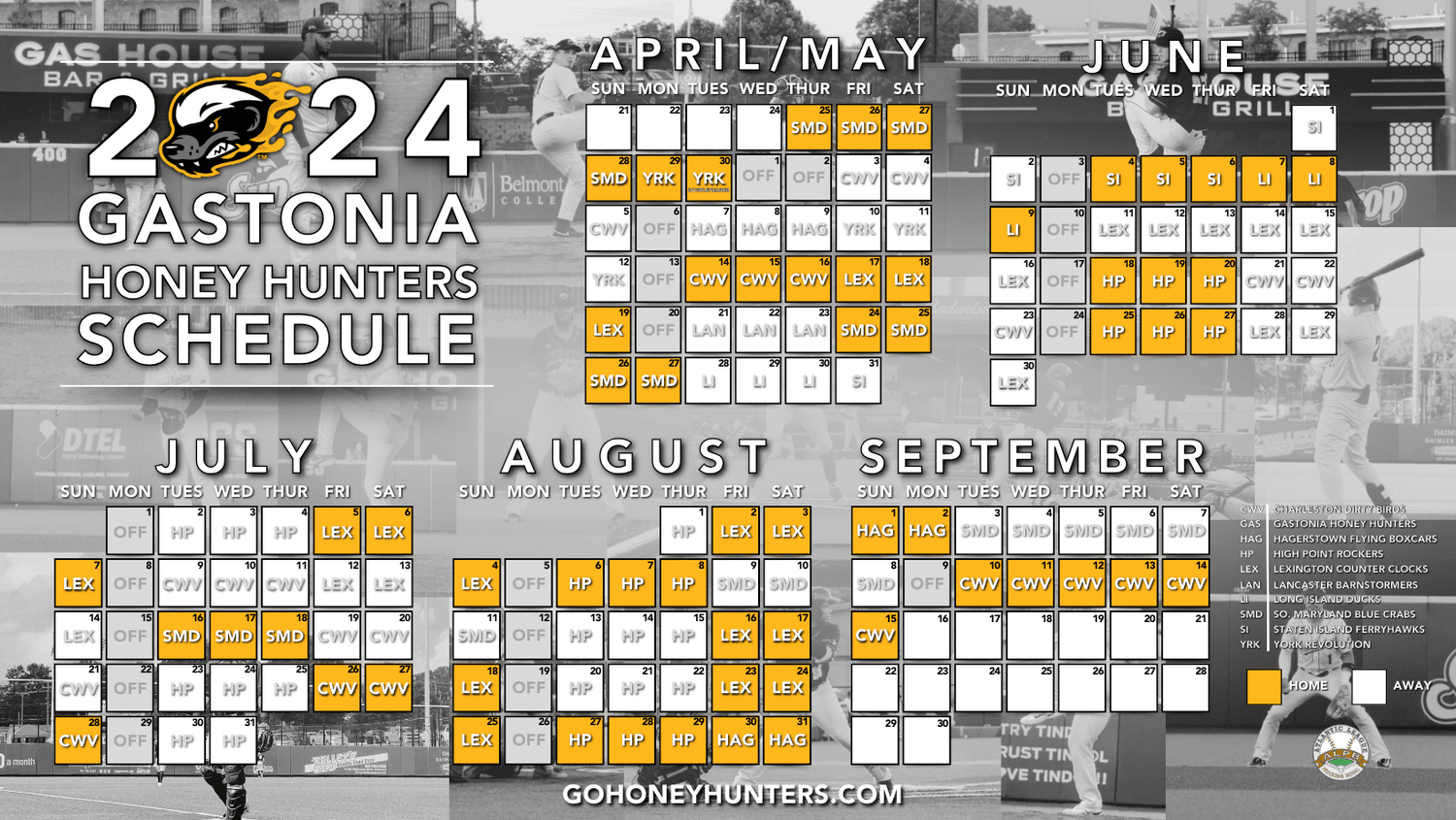 2024 Schedule Highlights — Gastonia Honey Hunters