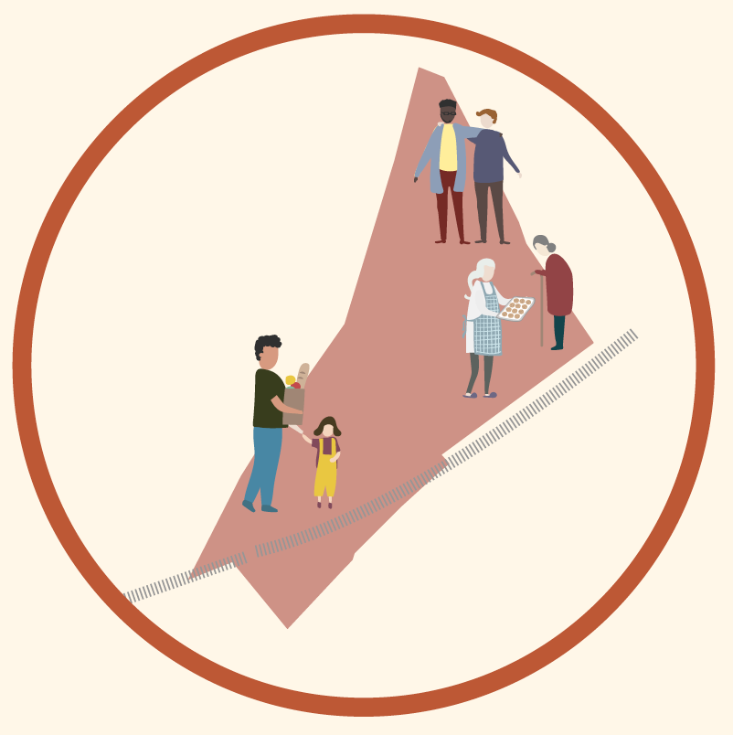 Arrow pointing to a circle icon