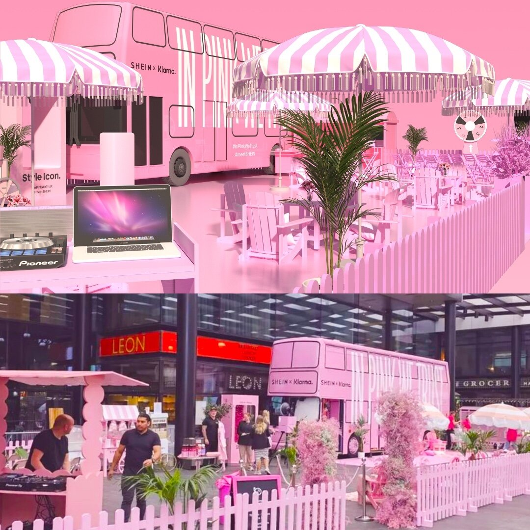 Our concepts are now a reality! 🎉

Here's a cheeky peek at a before and after shot of the @shein_gb x @klarna #inpinkwetrust bus 👀