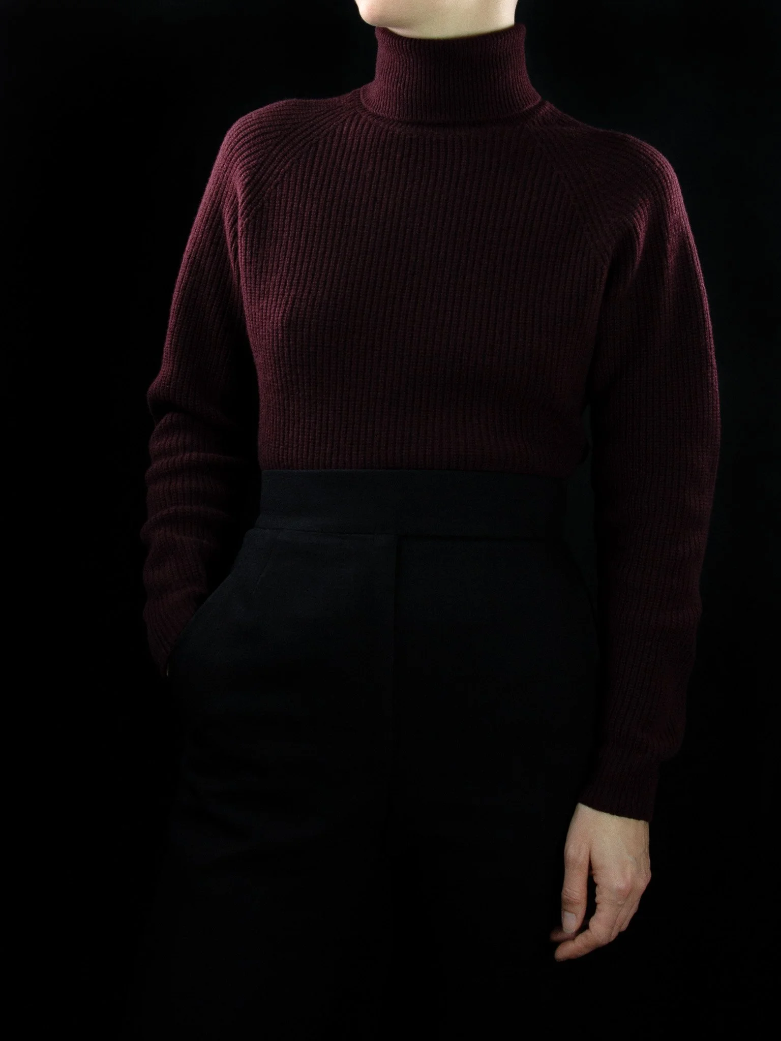 lawton-womens-english-rib-roll-neck-jumper-burgundy-worn-front.jpg