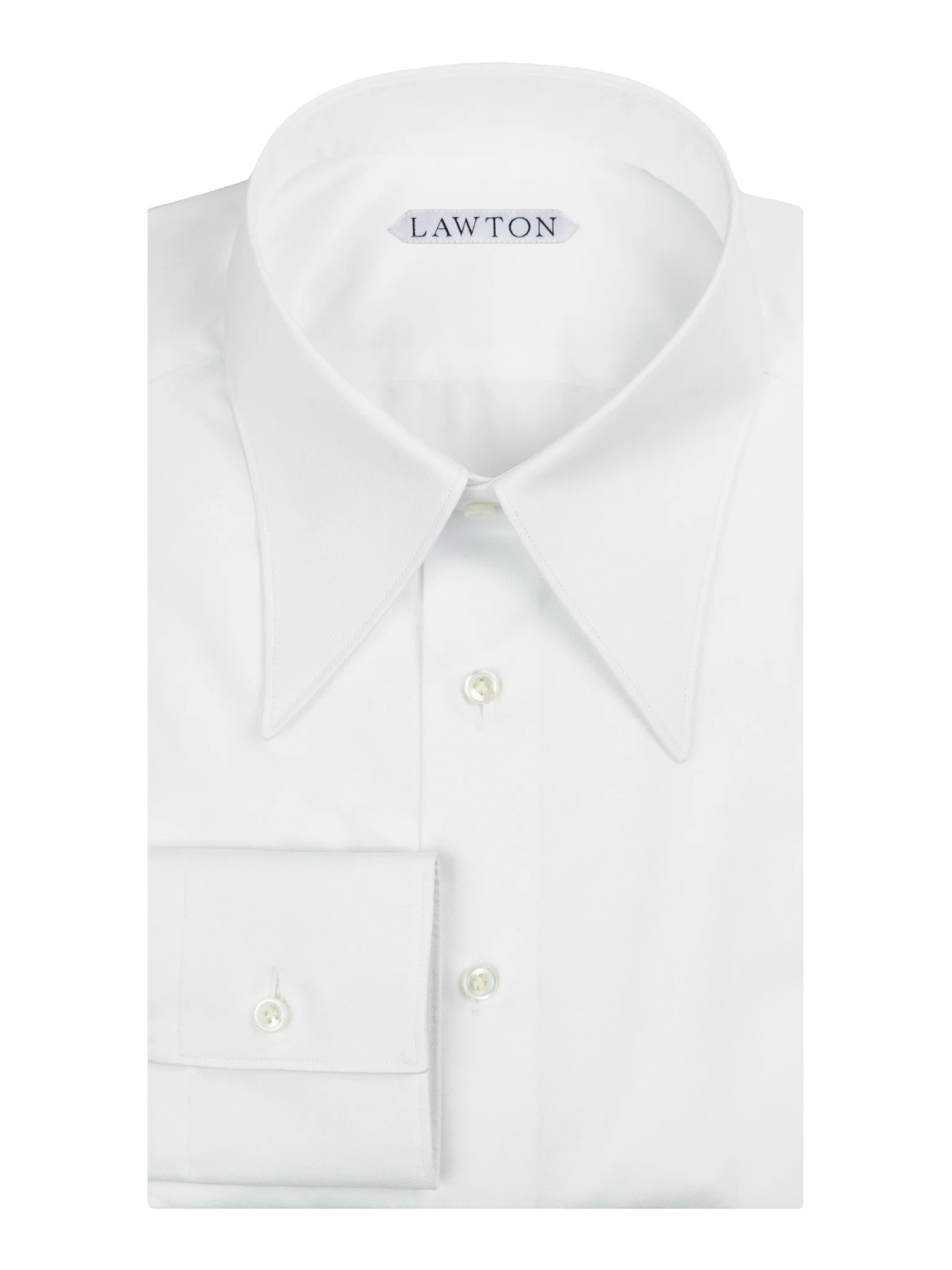 Long Point Collar Shirt in White Twill - His