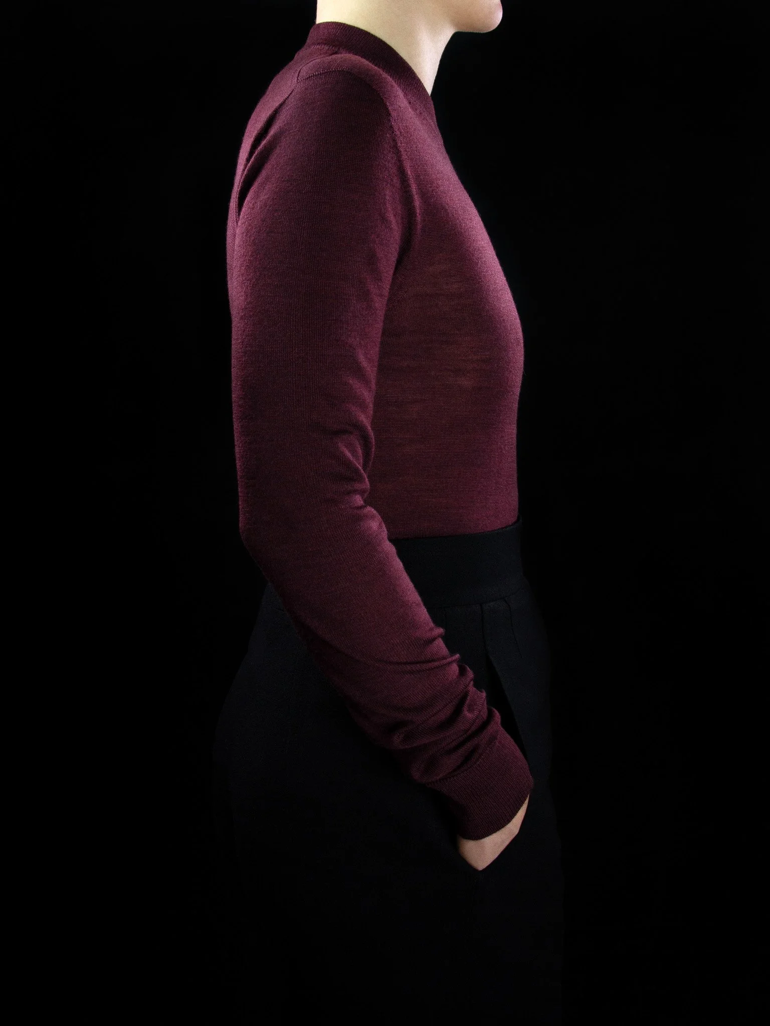 lawton-womens-crew-neck-jumper-burdundy-worn-side.jpg