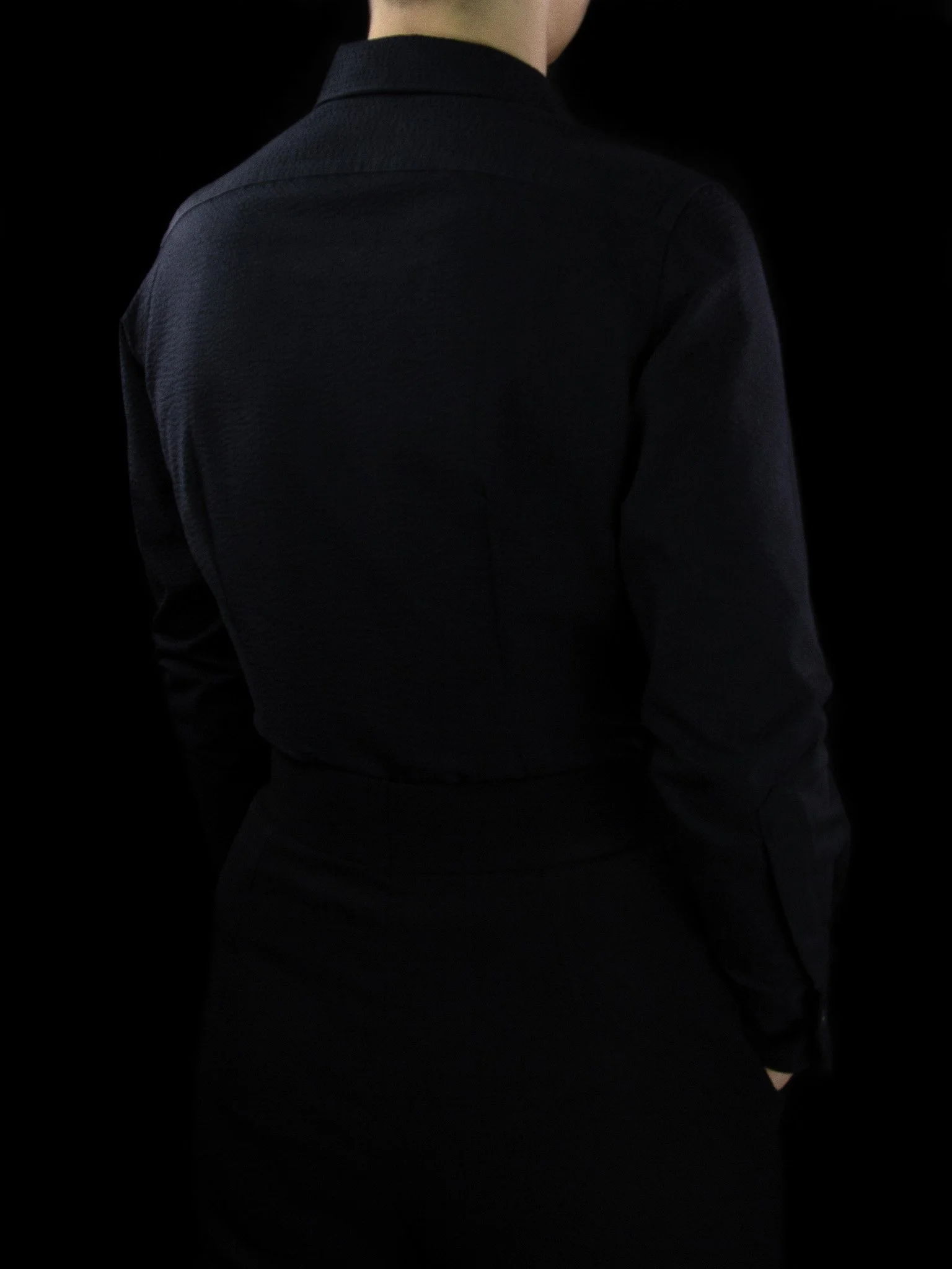 lawton-womens-open-collar-shirt-black-seersucker-worn-back.jpg