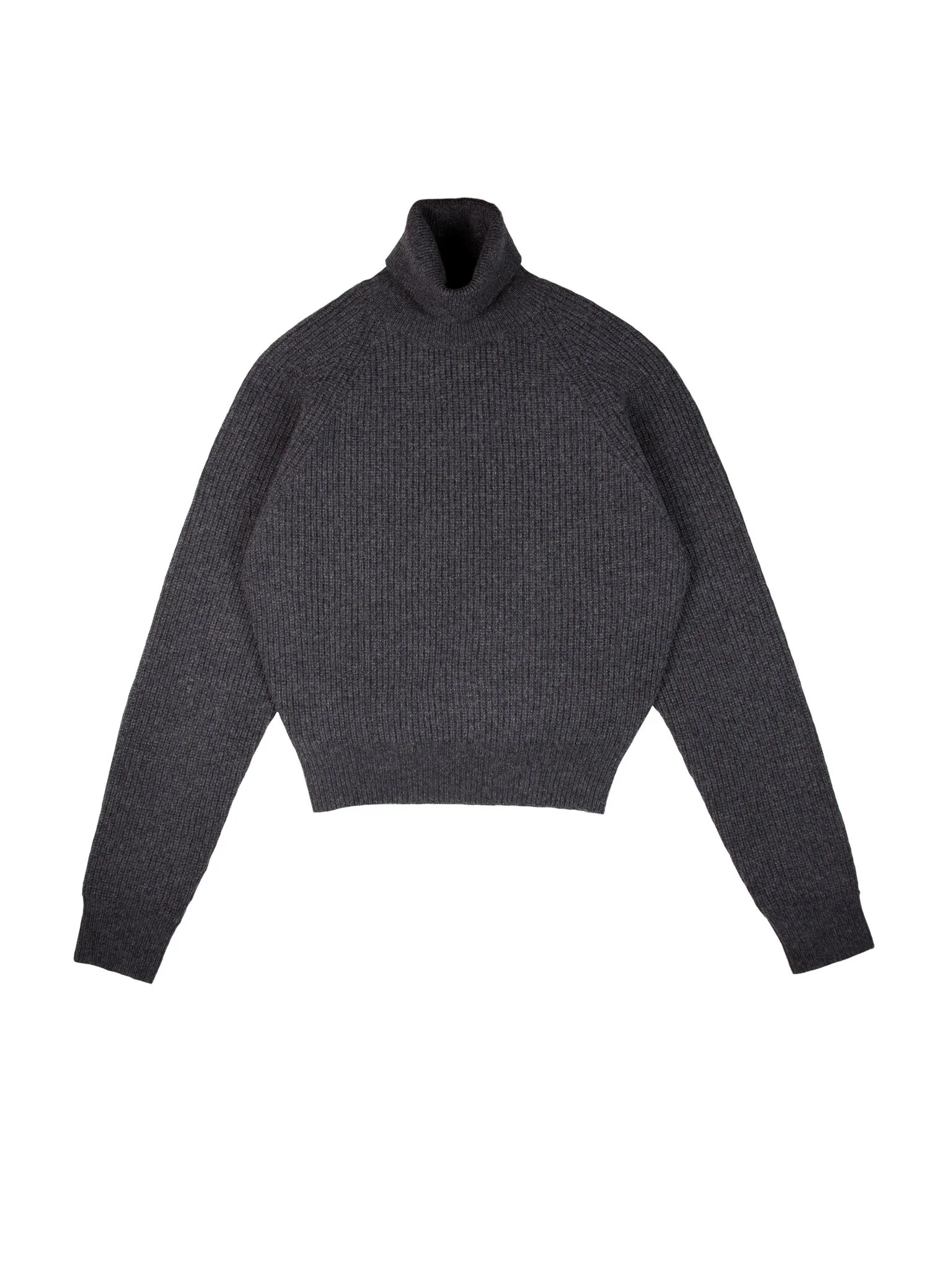 English Rib Roll Neck Jumper in Anthracite - Hers