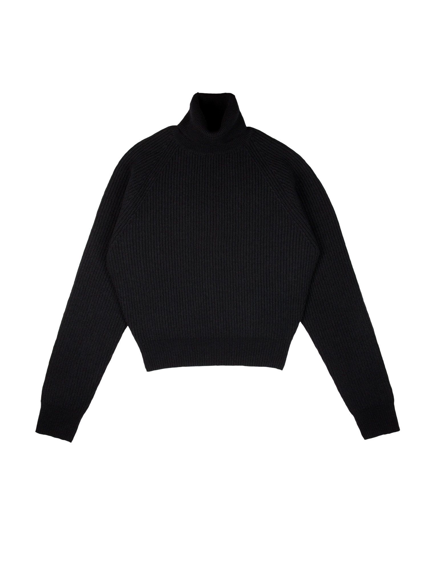 English Rib Roll Neck Jumper in Noir - Hers