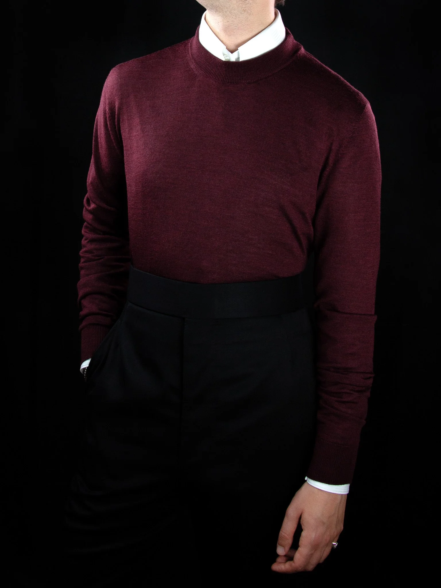 lawton-mens-crew-neck-jumper-burdundy-worn-with-shirt-front.jpg