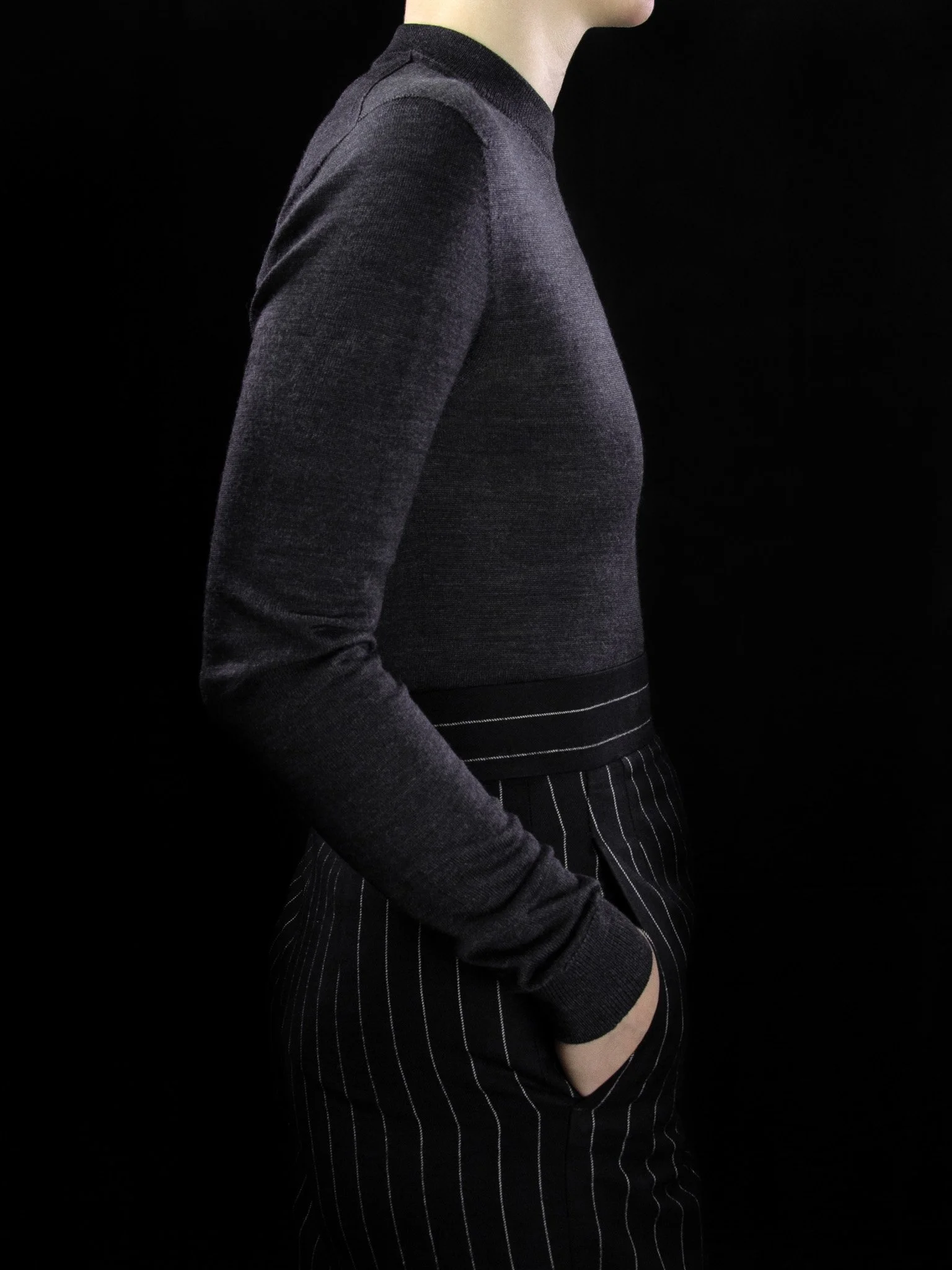 lawton-womens-crew-neck-jumper-charcoal-worn-side.jpg