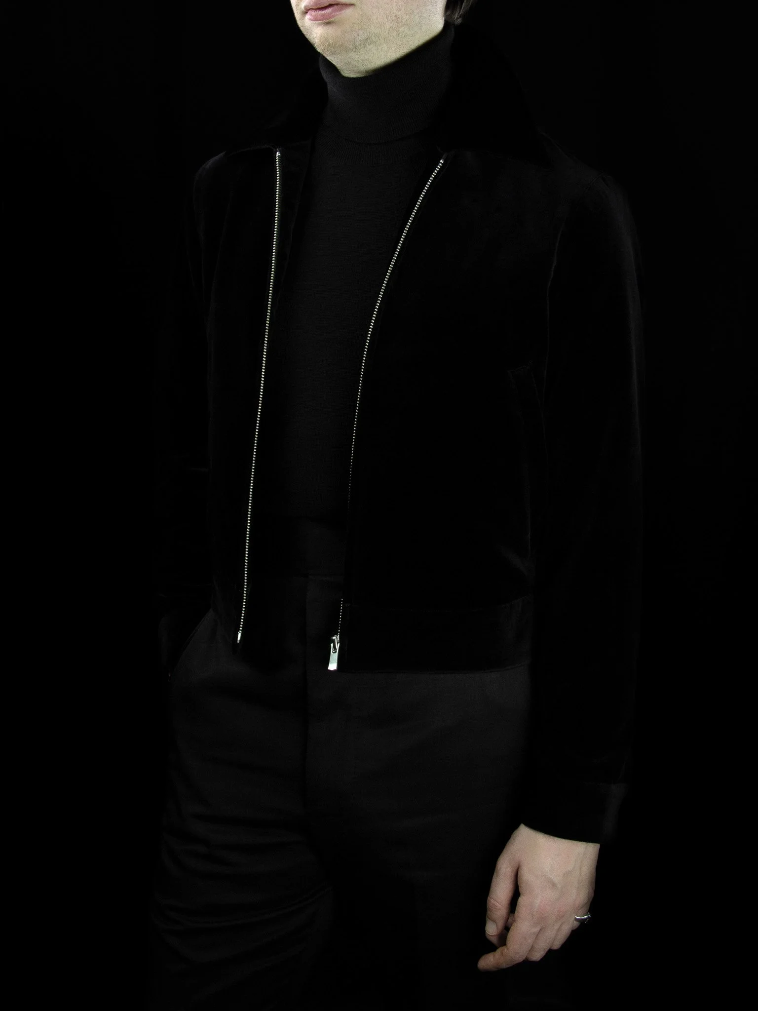 lawton-mens-blouson-black-velvet-worn-front-open.jpg