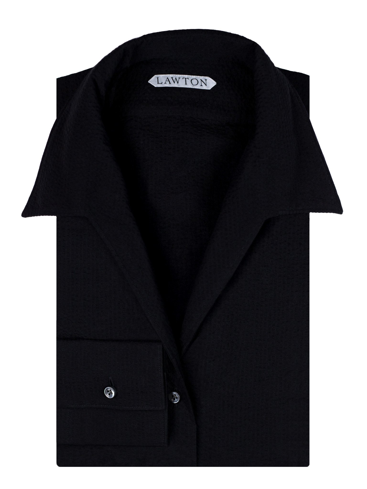 lawton-womens-open-collar-shirt-black-seersucker-front.jpg
