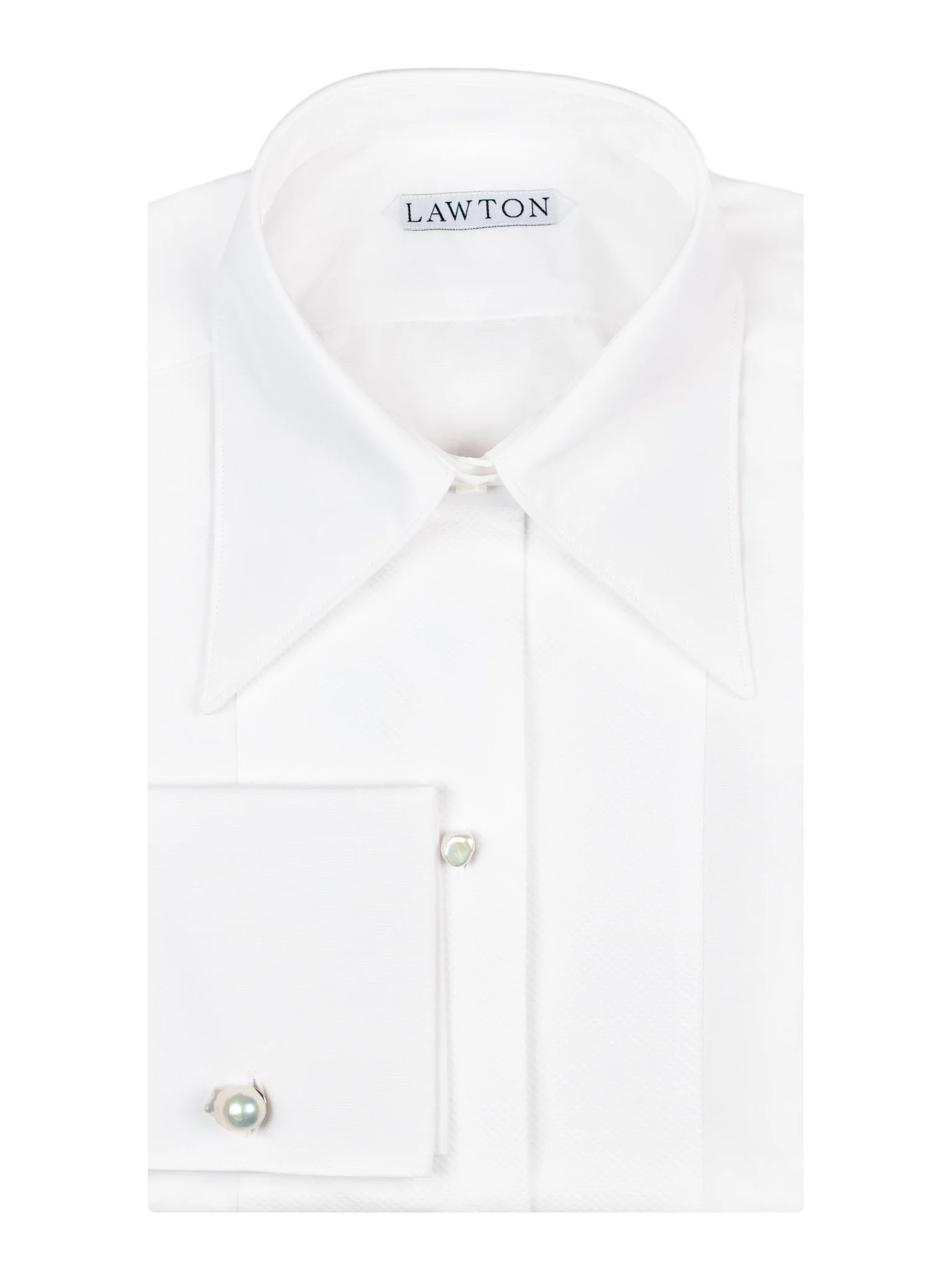 Long Point Collar Shirt Evening Shirt in White Poplin & Marcella - Hers
