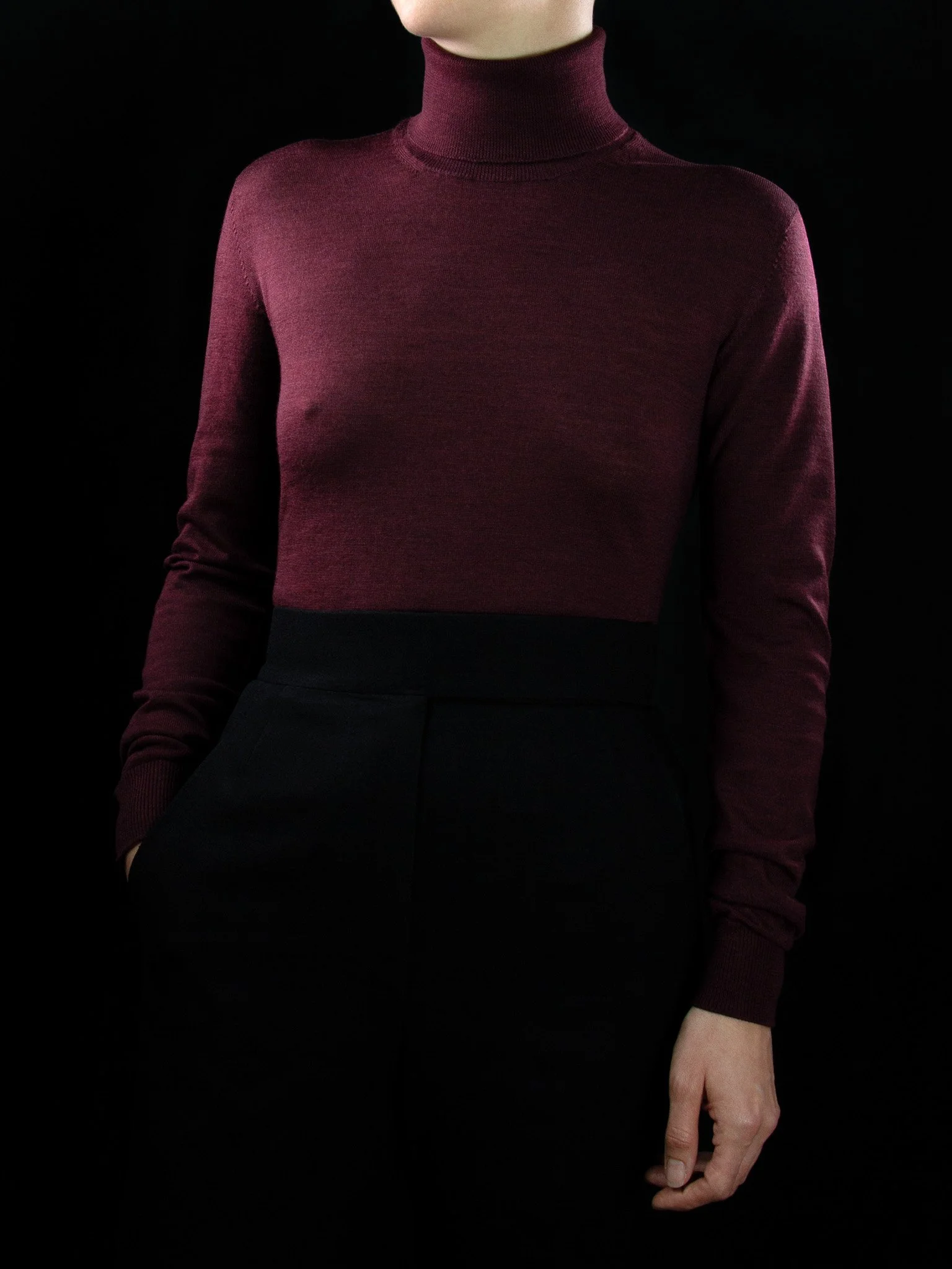 lawton-womens-roll-neck-jumper-burgundy-worn-front.jpg