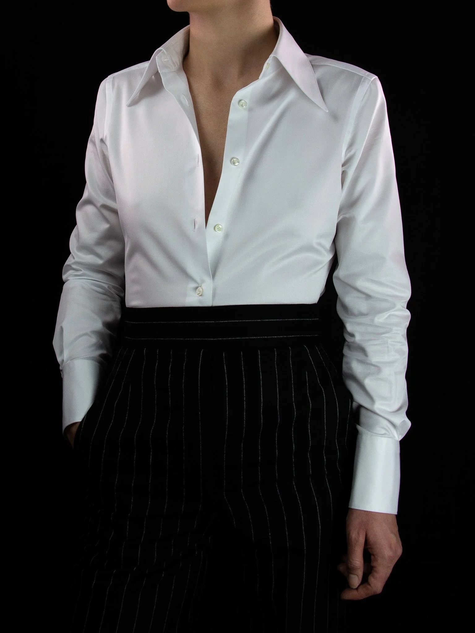lawton-womens-long-point-collar-shirt-white-twill-cotton-worn-open-front.jpg