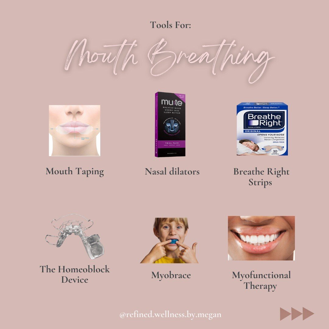 Been receiving lots of questions about what to do about mouth breathing! Here are some helpful tools I have seen work for individuals. However, it is important to remember mouth breathing is often a sign the body is compensating, and a simple tool is