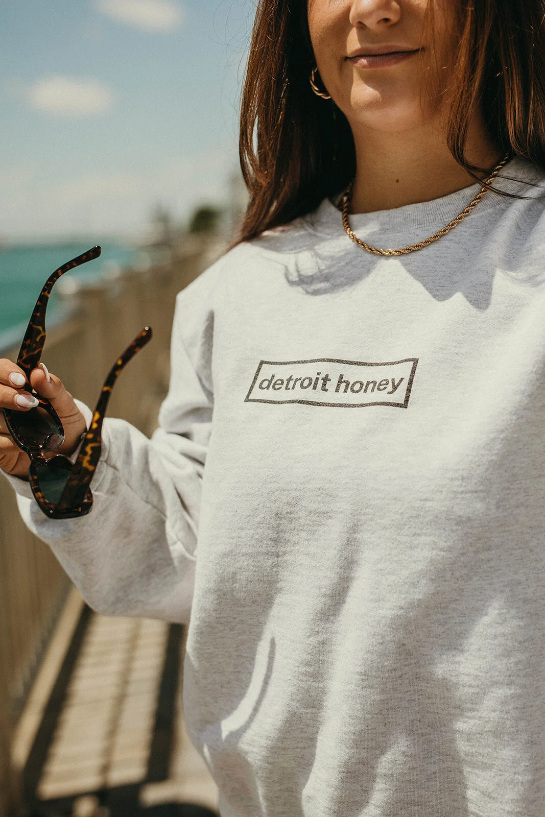 Detroit Honey Crewneck Black on Grey