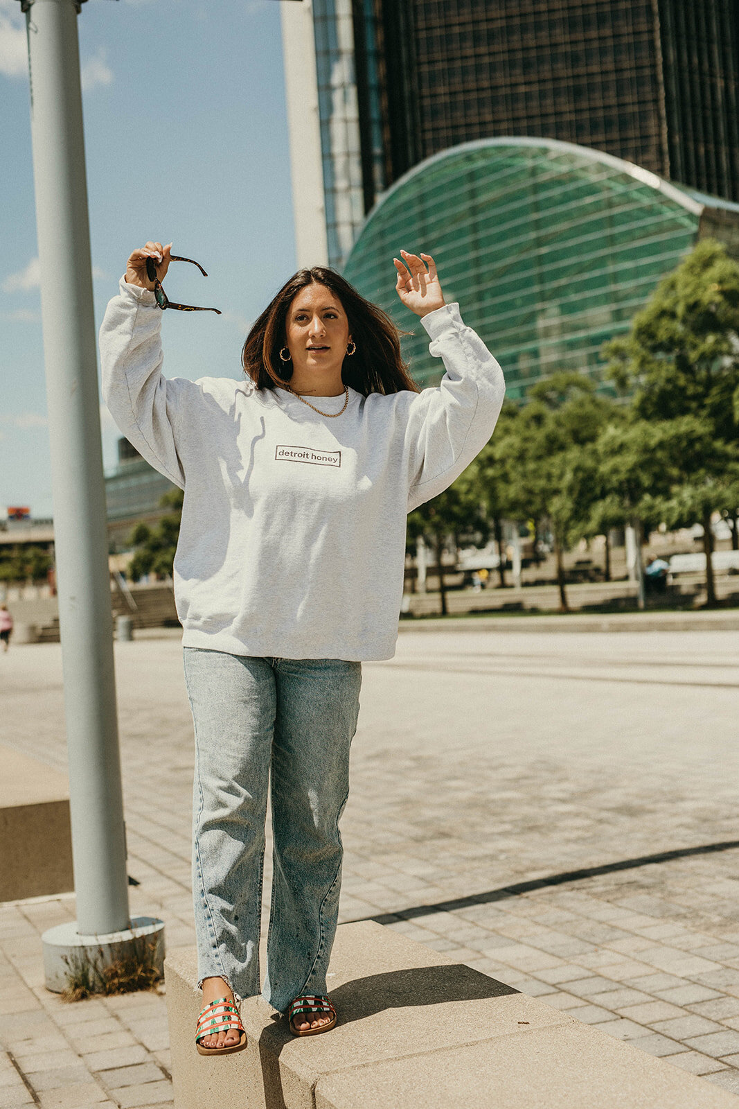 Detroit Honey Crewneck Black on Grey