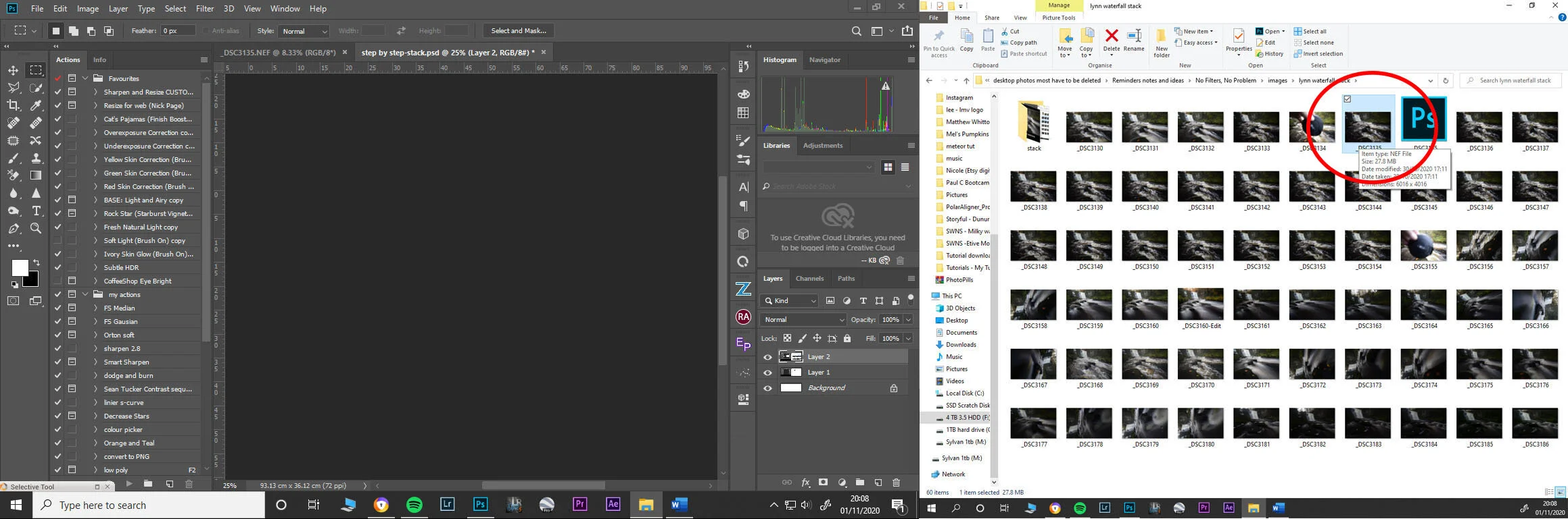 3.) Select your fist frame in your sequence and open it in photoshop