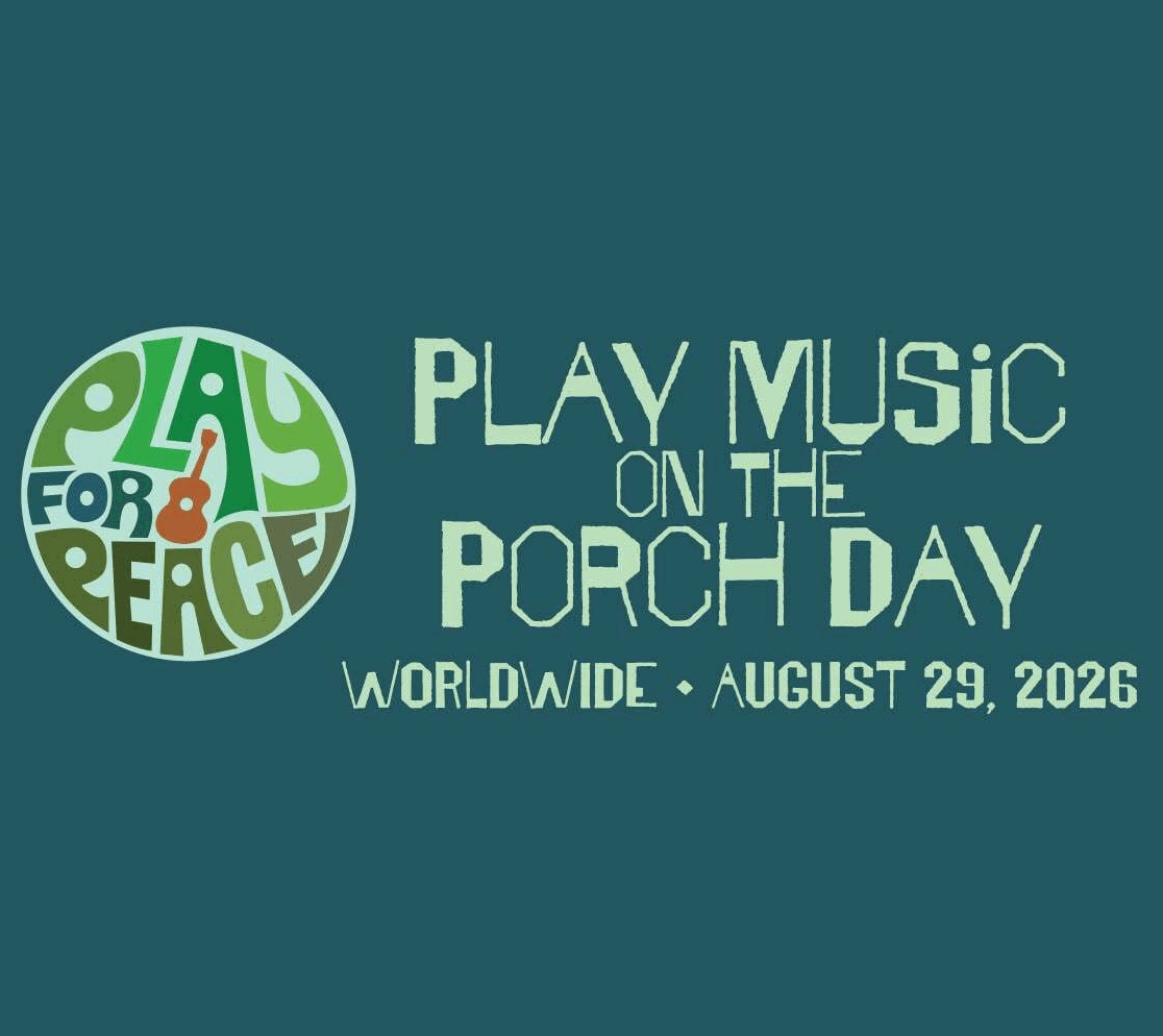 Play Music on the Porch Day logo with the text "PLAY MUSIC ON THE PORCH DAY WORLDWIDE • AUGUST 29, 2026."