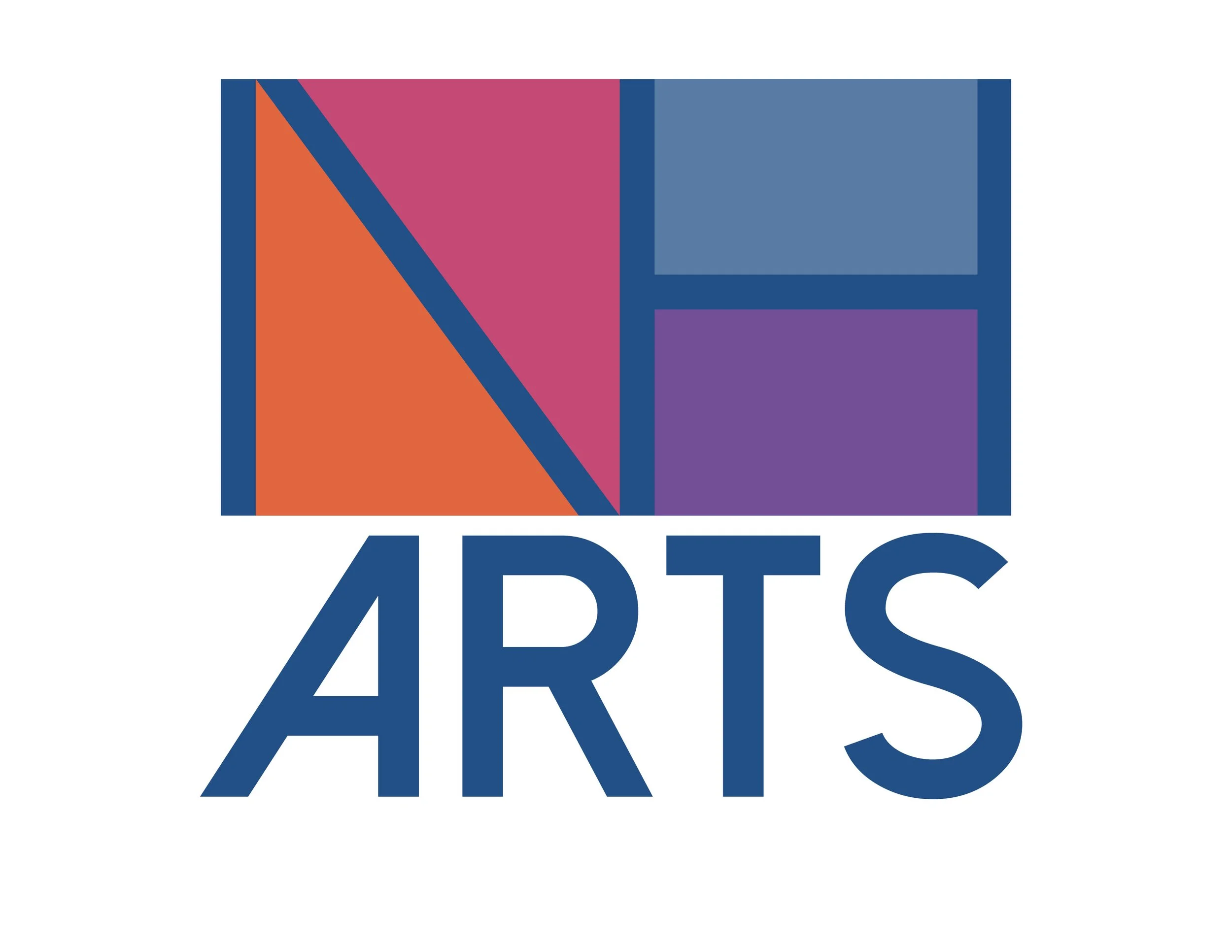 Logo featuring the word "NH ARTS" with colorful geometric shapes above it.
