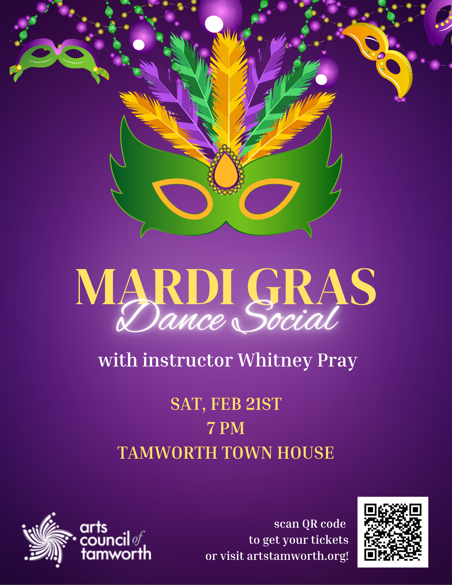 Image of a Mardi Gras mask against a purple background.