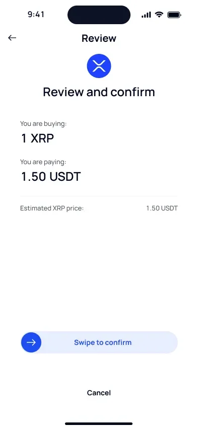 Review XRP/USDT transaction