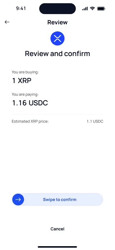Review XRP/USDC transaction