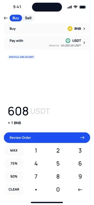 Buy BNB on VALR with USDT
