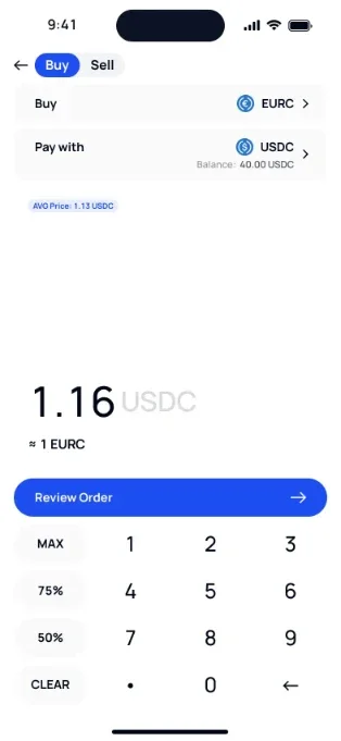 Buy EURC on VALR with USDC