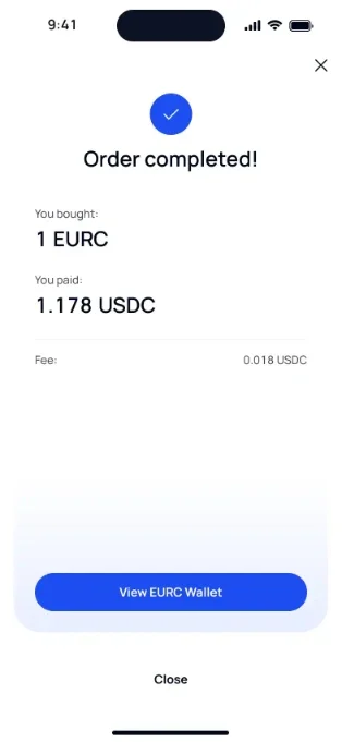 EURC purchase complete with VALR