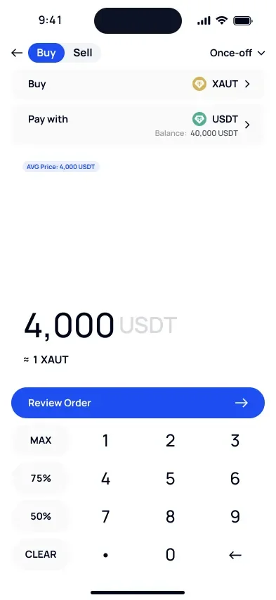 Start XAUt/USDT transaction