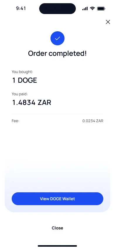 DOGE purchase complete