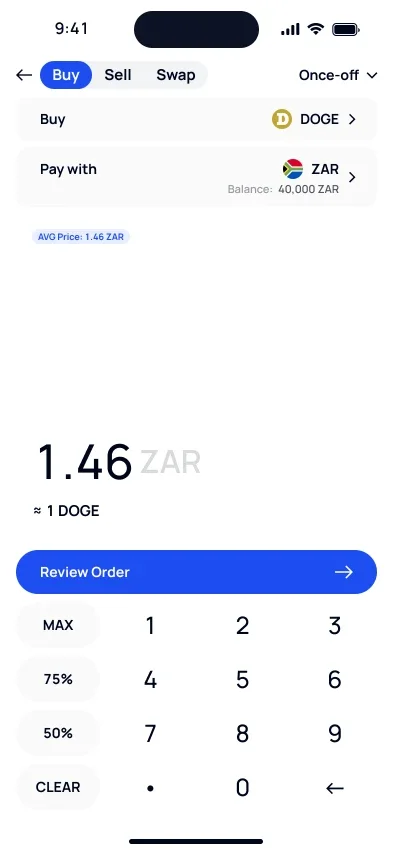 Buy DOGE with ZAR