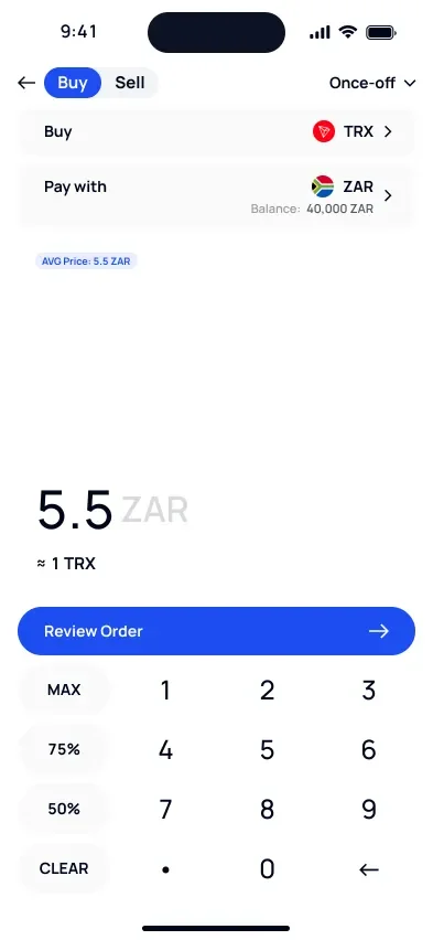 Buy TRX on VALR