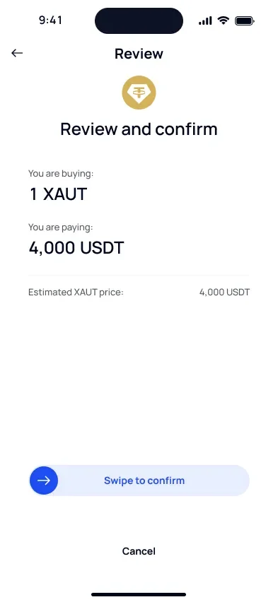 Review XAUt/USDT transaction