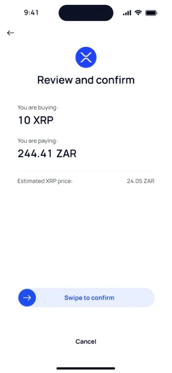 Confirm XRP transaction on VALR