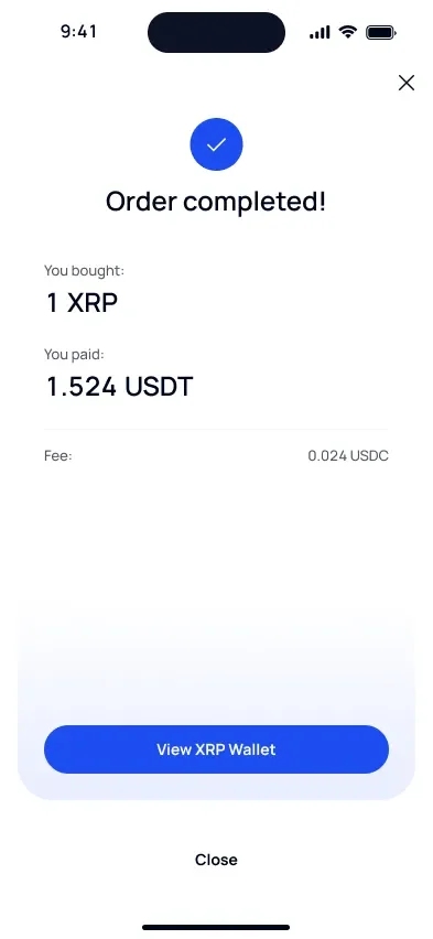 XRP transaction complete
